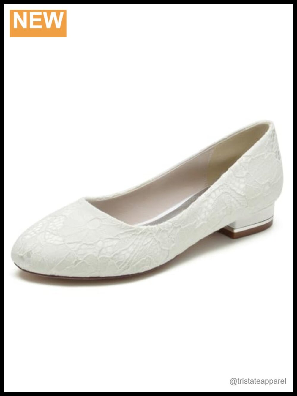 Satin Slip On Lace Wedding Flats Closed Toe Ballet Bridal Shoes